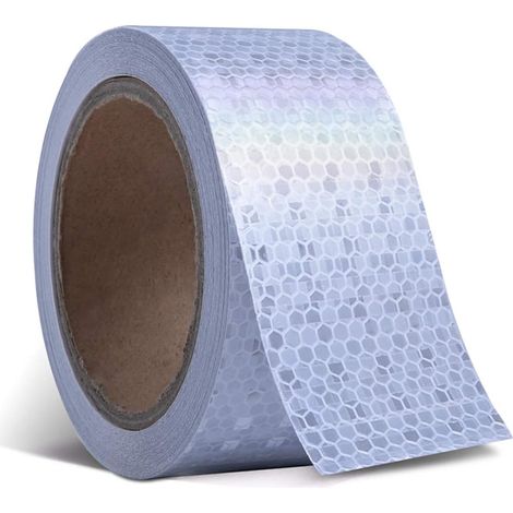 5cm x 10m Ruban D'avertissement Réfléchissant, Ruban de Sécurité Réfléchissant de Auto-adhésive pour Installations de Transport Routier, Véhicules, Navires, Allées, Stade, équipement Mécanique (1/5)