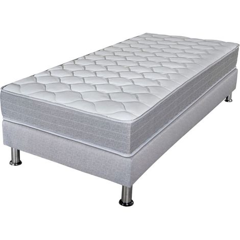 Matelas Madere + sommier 90x190 SR9 - Gris clair - Soutien ferme - Made in France (1/5)