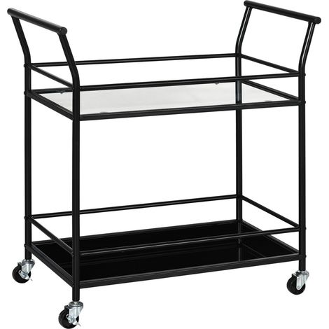 Desserte de Cuisine Chariot de Service Roulant - 2 Etagères en Métal, Design Industriel - 75x40x80 cm - Noir (1/5)