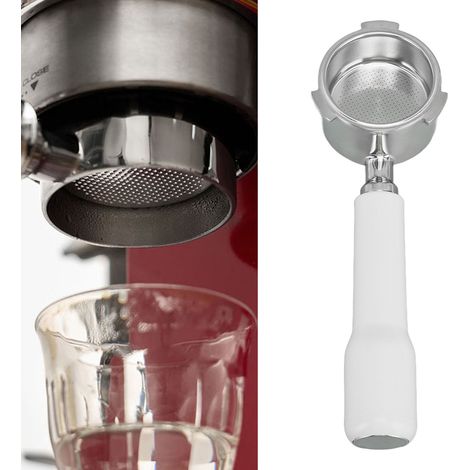 Filtro de café sin fondo Naked con cesta de filtro de acero inoxidable de 51 mm para máquinas de espresso Delonghi DECICA ARTE y EC0680/EC0685 – Mango de plástico blanco C2 (1/5)