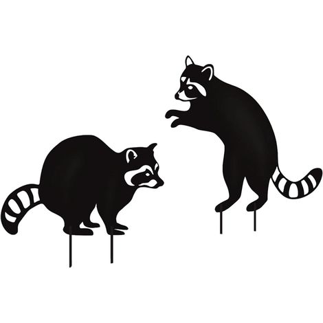 Combinación de mapaches, inserto de metal para jardín, inserto creativo y delicado, artesanía para decoración de jardín. (1/5)