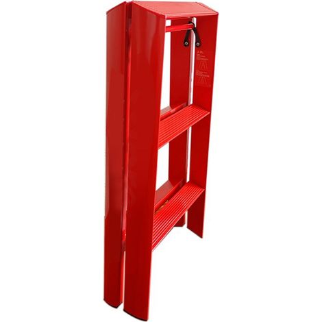 Marchepied pliant 2 marches en alliage d'aluminium robuste sécurisé équipement domestique rouge (1/5)
