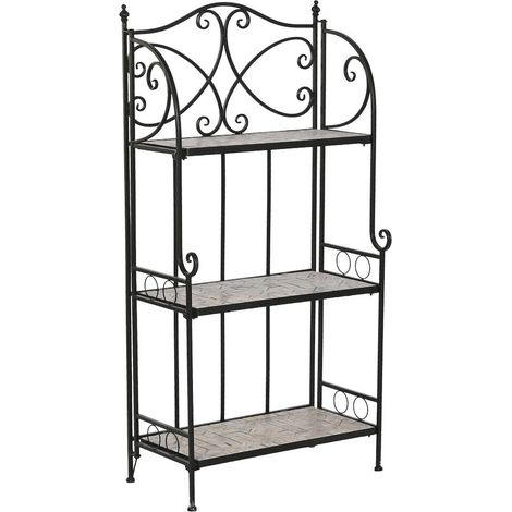 Étagère mosaïque multicolore en céramique forgée extérieur - noir et mosaïque multicolore