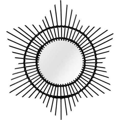 Miroir Mural Design en Rotin "Aina" 70cm Noir (1/4)