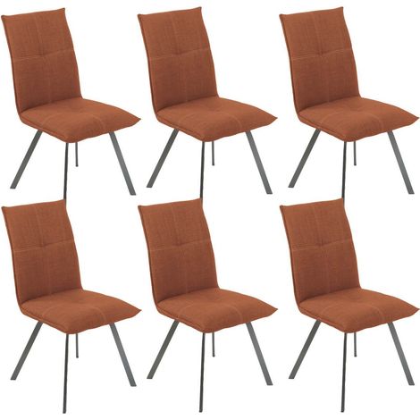 BISPO - Lot de 6 Chaises Tissu Texturé Coloris Brique Terracotta (1/4)