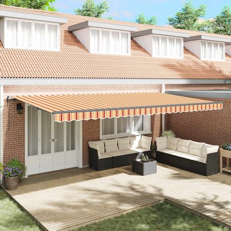 Toldo Retráctil amarillo y naranja 600 x 300 cm tela