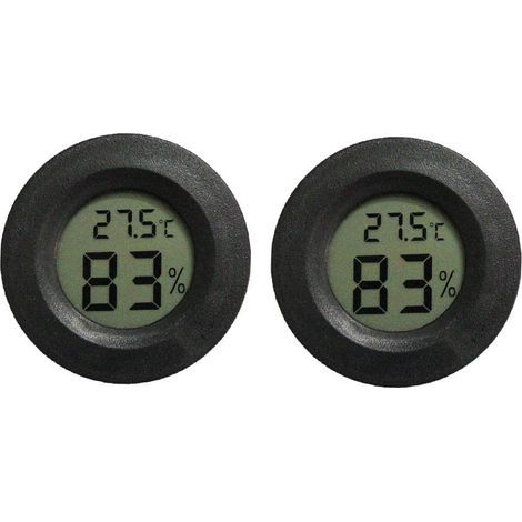 Lot de 2 thermomètres numériques pour reptiles - Jauge de terrarium, hygromètre, lézard, araignée, tortue, réservoir, commutable, Celsius et Fahrenheit (noir) (1/5)