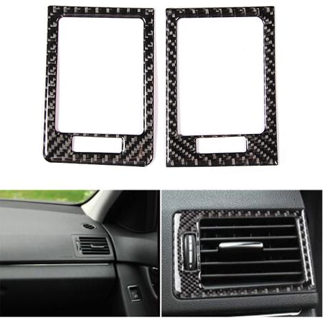2 pièces de garniture de grille d'aération de panneau de commande, cache de sortie d'air en fibre de carbone souple, compatible avec Mercedes W204 05-12 (1/5)