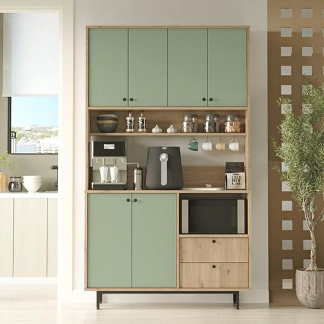 Buffet cuisine bohème niche micro-ondes H 205 cm JENA