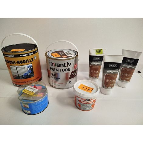 Lot de 7 - PROCHI-ROUILLE INVENTIV OX GEB WOCA - Peintures techniques fer et magnétique mastic et gel bois - Protection 8 ans et étanchéité - Voir photos (1/4)
