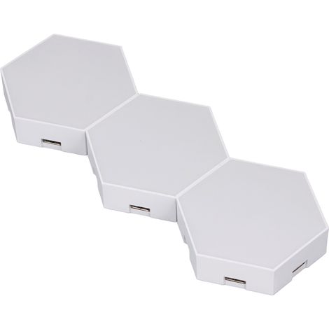 10 kits lampes murales hexagonales RGB LED multicolores modulables géométriques, télécommande et tactile, alimentation par câble USB (1/5)