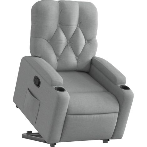 Sillón relax TV cómodo tapizado con función de elevación eléctrica en tela gris claro DEC027908 (1/5)
