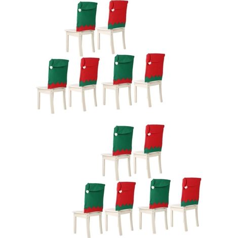 12 Pièces Housses de Chaise Noël Lutin Rouge et Verte Protection Lavables Machine Décorations Festives pour Salle à Manger et Événements Familiaux (1/5)