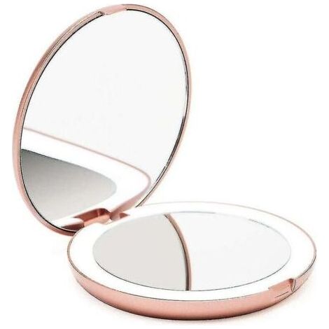 Miroir de poche lumineux, grossissement 1x/10x – Grand miroir de maquillage portatif à lumière naturelle, 9 cm de diamètre, compact et portable pour les déplacements FLITI (1/4)