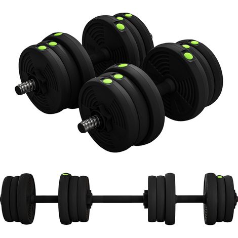 Haltères 2 en 1 réglables, haltères libres avec poignées antidérapantes, 20 KG - Barres incluses (1/5)