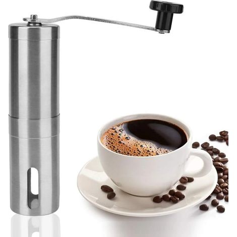 Moulin à café manuel avec mouture réglable pour expresso, cafetière à piston et café filtre, idéal pour la maison, le bureau et les voyages.-AquaForge (1/5)