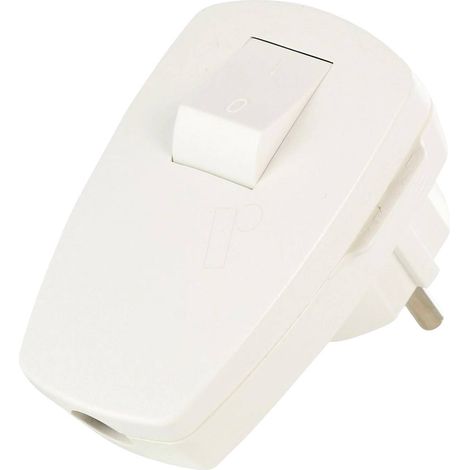 Bachmann 911.271 Fiche électrique mâle avec terre plastique avec interrupteur 250 V blanc IP20 (1/2)