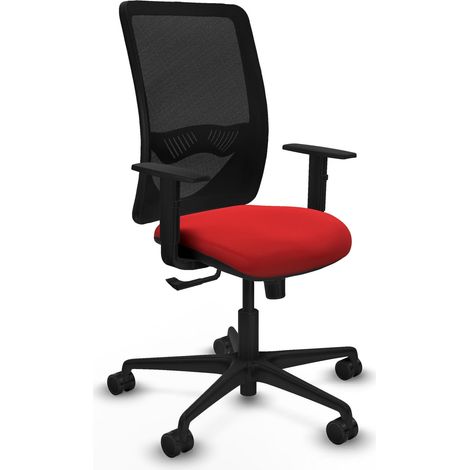 Chaise de bureau piqueras y crespo Zulema maille noire similicuir rouge (1/2)