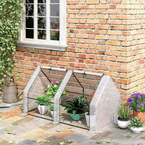 Mini serre portable 1,83 m x 0,91 m x 0,91 m pour jardin extérieur, avec grandes portes zippées, bâche en PE blanche résistante à l'eau et aux UV (1/5)