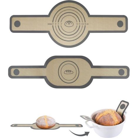 Silicone Baking Mat for Dutch Oven, Elingues à Pain Silicone Cocotte, Antidérapant Réutilisable Tapis de Cuisson pour Four (1/2)