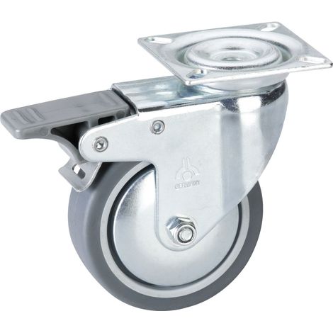 Lenkrolle TPE Kunststoffrad ø 75 mm Möbelrolle mit Feststeller Tragkraft 50 kg (1/3)