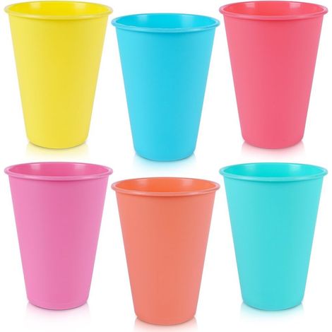 6 wiederverwendbare Picknickbecher aus Kunststoff für Getränke, 400 ml (1/5)
