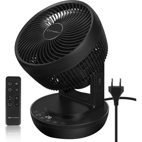 Ventilateur Silencieux avec Télécommande 1800m³/h ECO Mode 3D Oscillation 4 Vitesses Minuterie 12h Turbo Ventilateur de Table à Circulation d'Air pour Bureau Chambre 30m², Noir (1/5)