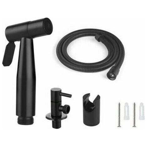 Ensemble douchette WC, flexible 1,5 m et support, adaptateur G1/2 noir