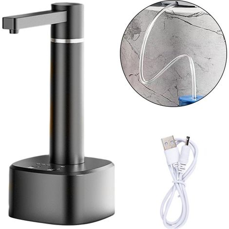 Bomba de agua automática, 3 modos, diseño fácil de usar, rotación de 360 grados, recargable, dispensador de agua universal - Negro (1/5)