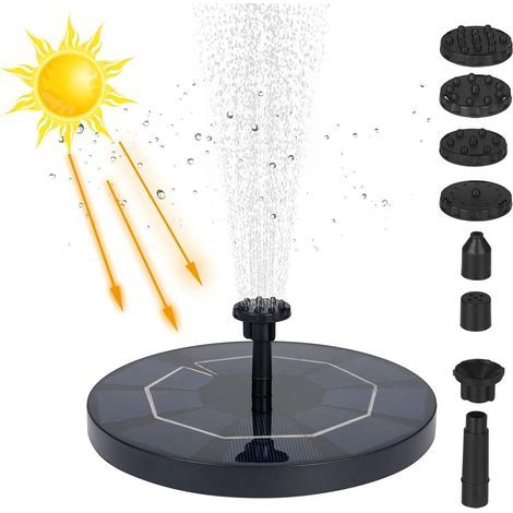 Outdoor Floating Solar Fountain 3.5W, Solar Pond Pump with 1500mAh Battery and 6 Nozzles, Solar Floating Fountain for Ponds Garden Aquarium Pond Birdbath Fountain (1/5)