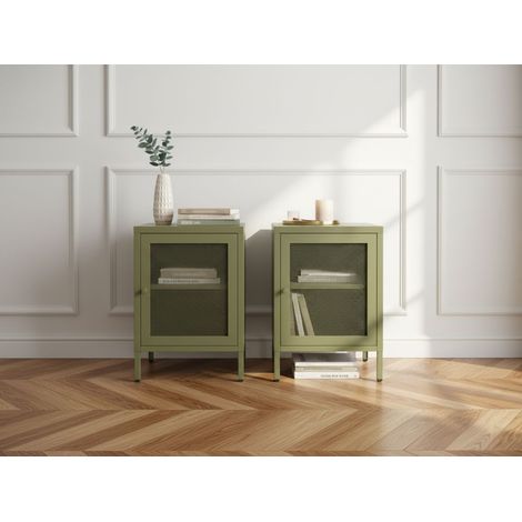 BOBOCHIC - Lot de 2 chevets 1 porte CLARA métal édition limitée   Vert