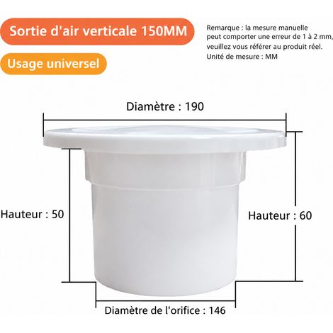 Bouche d'aération VMC circulaire 150 mm à persiennes droites blanche à clips 48 150mm blanc 19 × 19 × 6 cm 120 g – Livraison gratuite