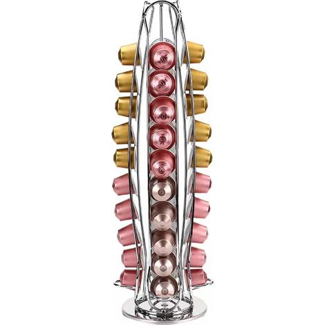 Porte-capsules de café rotatif pour 40 capsules Nespresso, support de rangement en fer CP030 - argent
