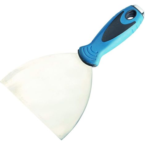 1 - Couteau Américain - Lame Inox - Embout Métal - Pour Enduire Et Reboucher Murs Et Plafonds - Manche Ergonomique - Gris - 12cm