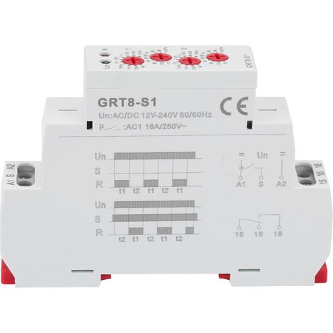 GRT8-S1 Mini-Asymmetrischer Zyklustimer EIN/AUS Wiederholungszykluszeitrelais AC/DC 12-240V (1/5)