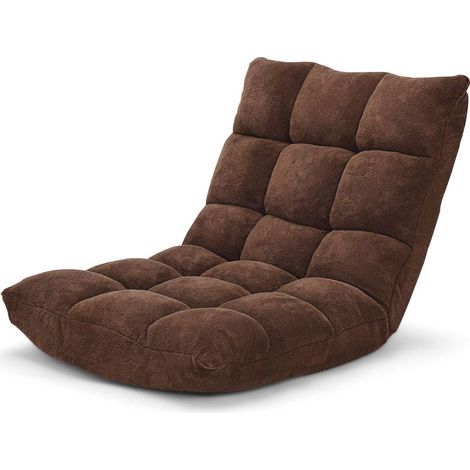 Goplus – Chaise de plancher pliable avec dossier réglable 14 positions – Tissu velours corail doux – Dimensions 105 x 56 x 15 cm – Pour maison et bureau (1/5)