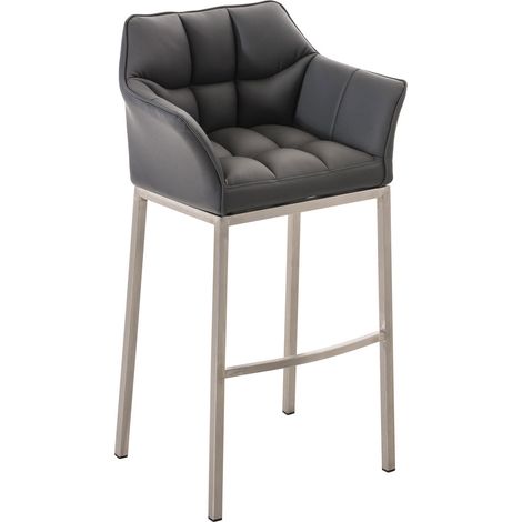 Sgabello da Bar Damaso in Similpelle con Base a Quattro Gambe grigio acciaio inossidabile (1/5)