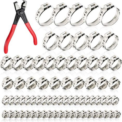 70 Colliers de Serrage Inox à Oreille,Pince,Tuyau 6,8-25,3mm (1/5)
