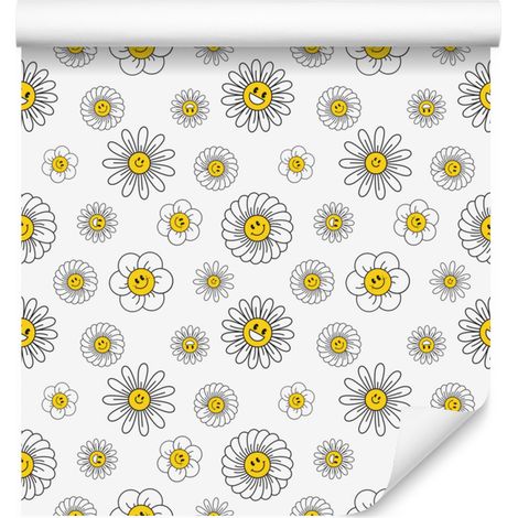 Carta da parati con fiori bianchi e grigio chiaro per soggiorno e camera da letto 50x1000 cm (1/5)