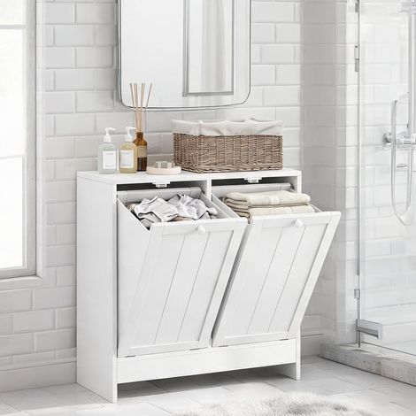 Meuble range-linge 66 cm à 2 compartiments rabattables en mDF pal (1/5)