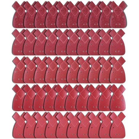 Juego de 50 lijas triangulares de 170 x 140 x 95 mm, compatibles con lijadora de ratón DNX148751, tamaños de grano 40, 60, 80, 120 y 240. (1/5)