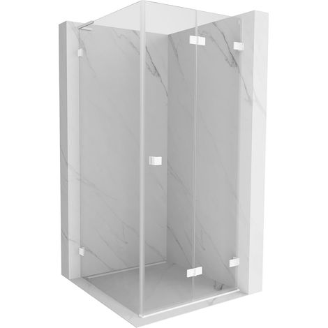 Mexen Lunar-F L cabina doccia pieghevole destra 80 x 80 cm, trasparente, bianco - 836L-080-080-20-00-P (1/5)
