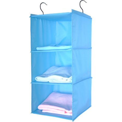 Armoire à trois niveaux, penderie suspendue à structure métallique, portant de rangement pliable, système de rangement pour vêtements (1/5)