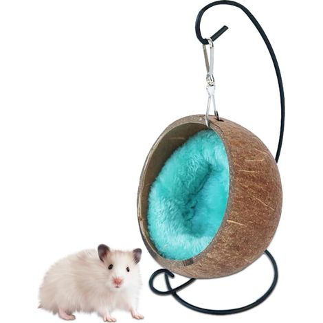 Lit pour cochon d'Inde - Hamac en coquille de noix de coco - Niche douillette pour cochon d'Inde - Avec coussin mobile - Grotte pour cochon d'Inde - Pour hamsters et autres petits animaux (1/5)