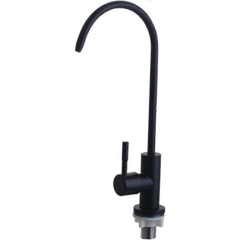 Robinet d'eau potable sans espace d'air, couleur noir mat, robinet pour boissons, robinet pour osmose inverse, robinet RO (1 pièce - noir) (1/5)
