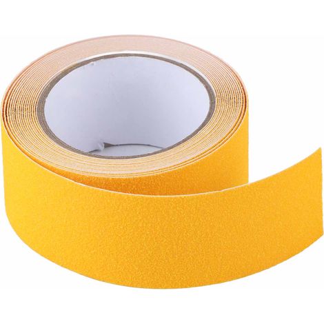 Ortviai Ruban antidérapant extérieur 5 m x 5 cm jaune, PVC abrasif haute adhérence pour escaliers et sols (1/5)