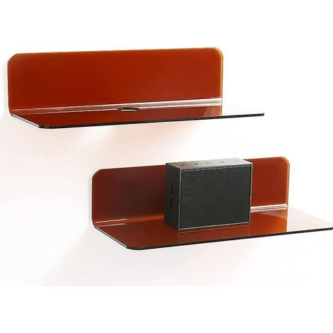 Lot de 2 petites étagères murales adhésives marron