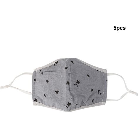 Lot de 5 masques de protection buée, anti-poussière, lavables et respirants pour enfants (gris). (1/5)