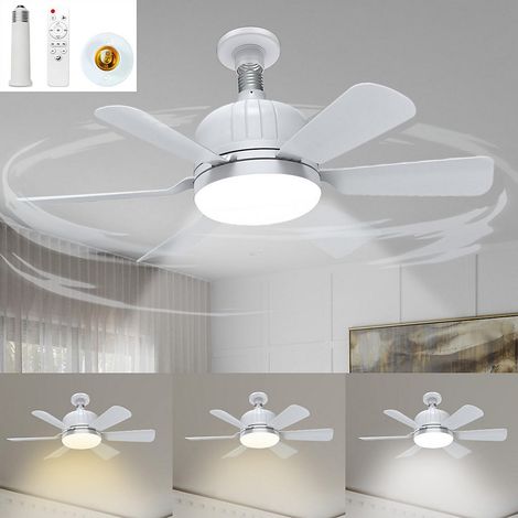Ventilateur de plafond de 46 cm avec base, 30 W, luminosité réglable de 3000 K à 6500 K, 3 vitesses de ventilation,blanc (1/5)