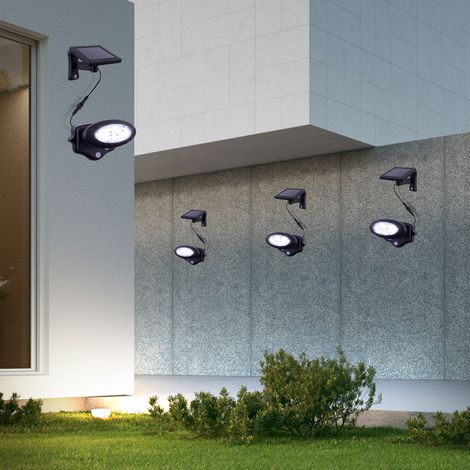 Wandleuchte mit Bewegungsmelder Außen Solarleuchte LED Fassadenleuchte, anthrazit, BxH 17 x 11,3 cm, 4er Set